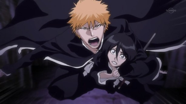 Ichigo and Rukia through the Precipice World