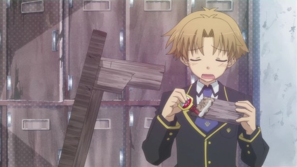 Akihisa mending his broken desk