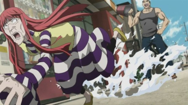 Witch doc being chased away by the liquor store owner