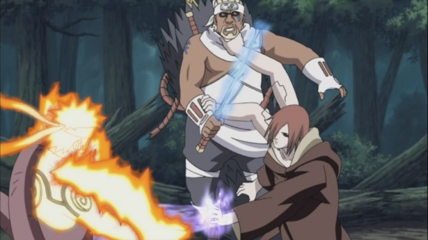 Asura Path restraining Killer Bee & Naruto